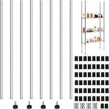 Set of 4 Wire Shelving Poles Including 8 Pcs 36'' Poles and 50 Pcs Shelf Clips, 