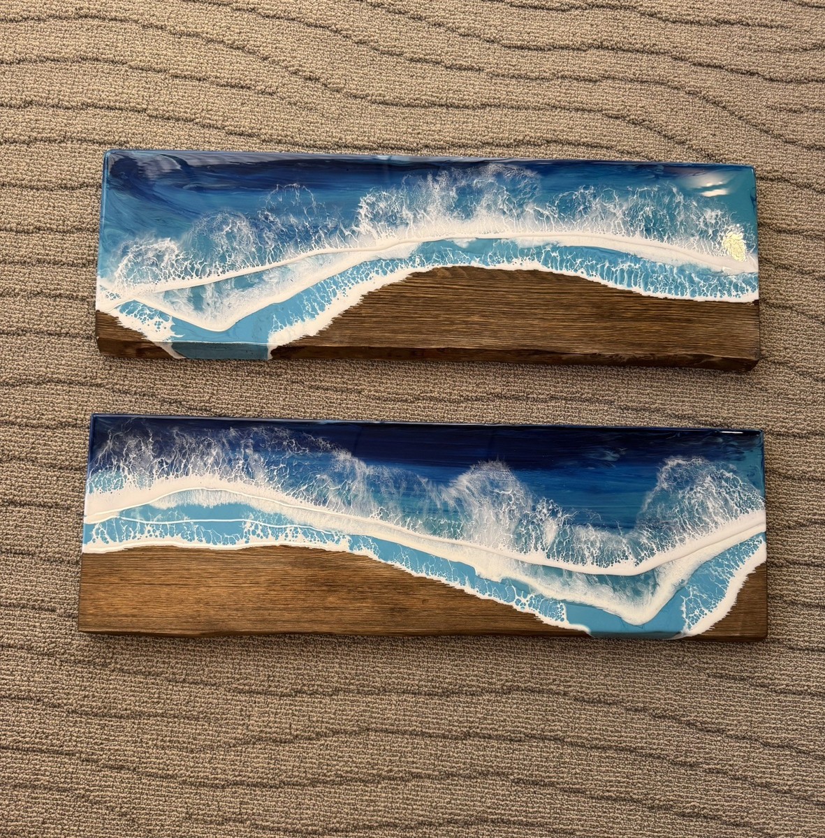 2 Live Edge Wood Shelves With Resin Waves | eBay