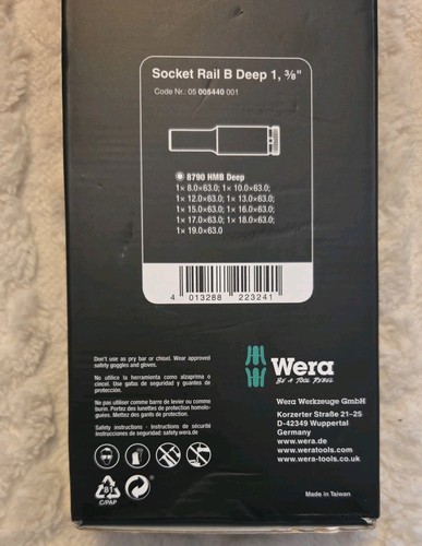 Wera 05005440001 Socket Rail B Deep 1 Socket Set, 3/8" Drive, 9 Pieces - Picture 5 of 7