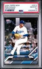 ROKI SASAKI 2025 Topps Now PSA 10 First Dodger Card RC Rookie OS13 Low pop