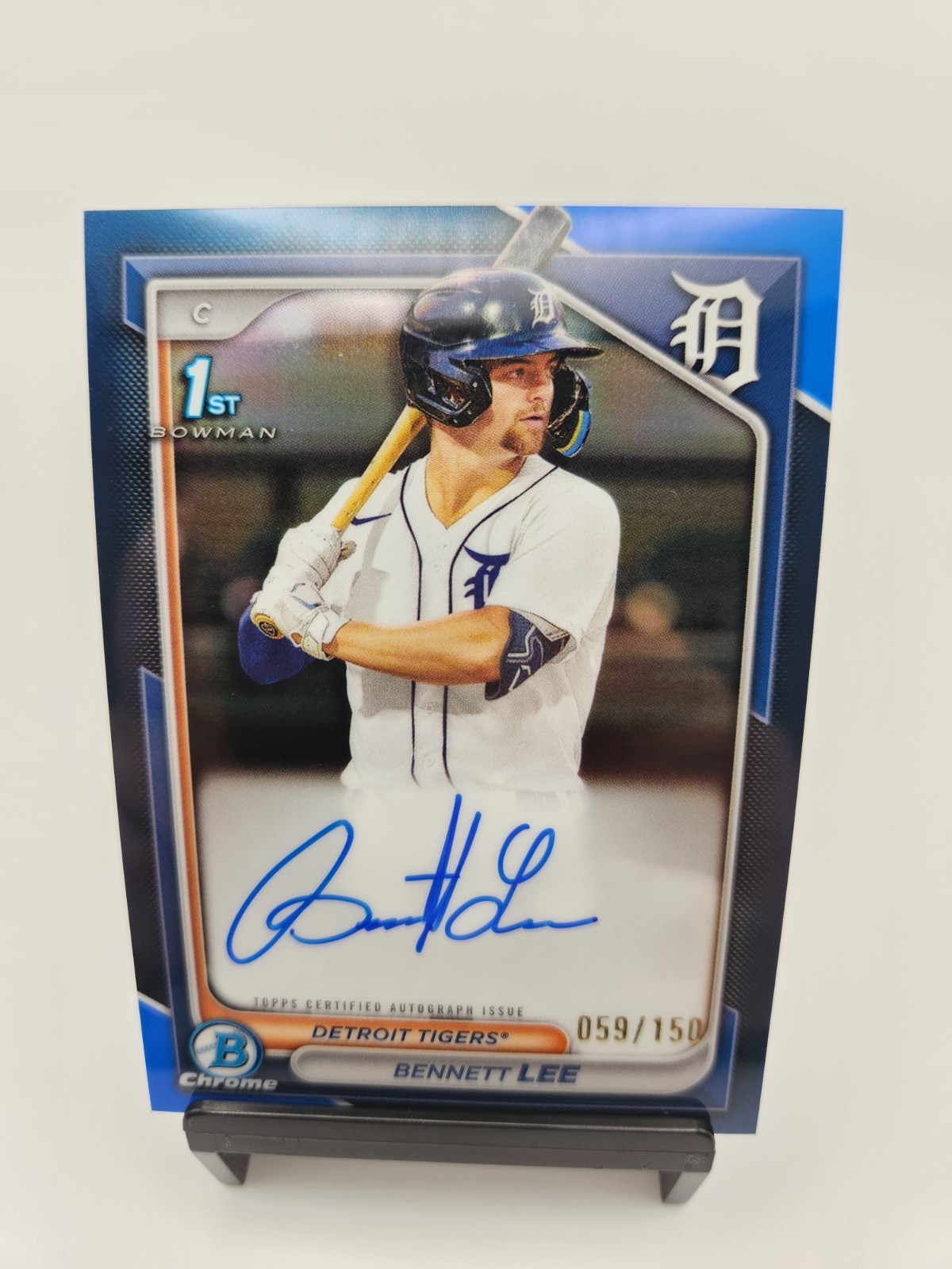 2024 Bowman Chrome 1st Auto Bennett Lee Blue Refractor /150 Tigers