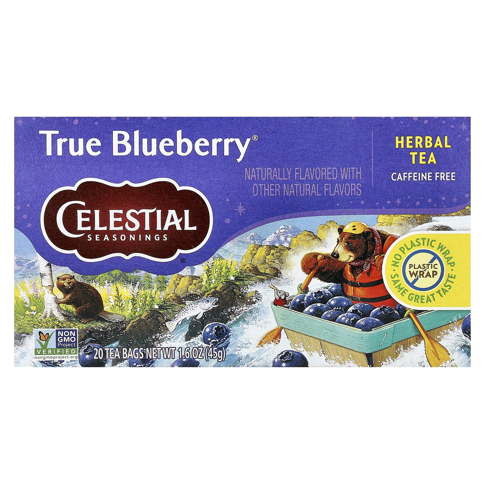, True Blueberry&reg;, Caffeine Free, 20 Tea Bags, 1.6 Oz (45 G)