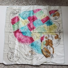 Vintage Satin Silk Scarf Western Rodeo 17 States U.S.A. Estate Unworn Unused