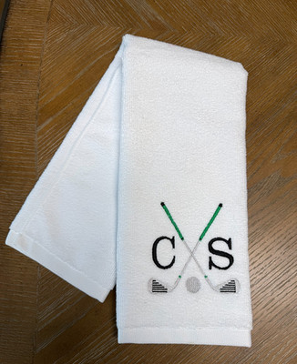 New Embroidered Golf Towel Featuring The Initials CS