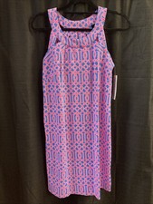 Lulu B Extra Small Sleeveless Razorback Dress Pink Blue And White UPF 50