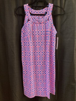 Lulu B Extra Small Sleeveless Razorback Dress Pink Blue And White UPF 50