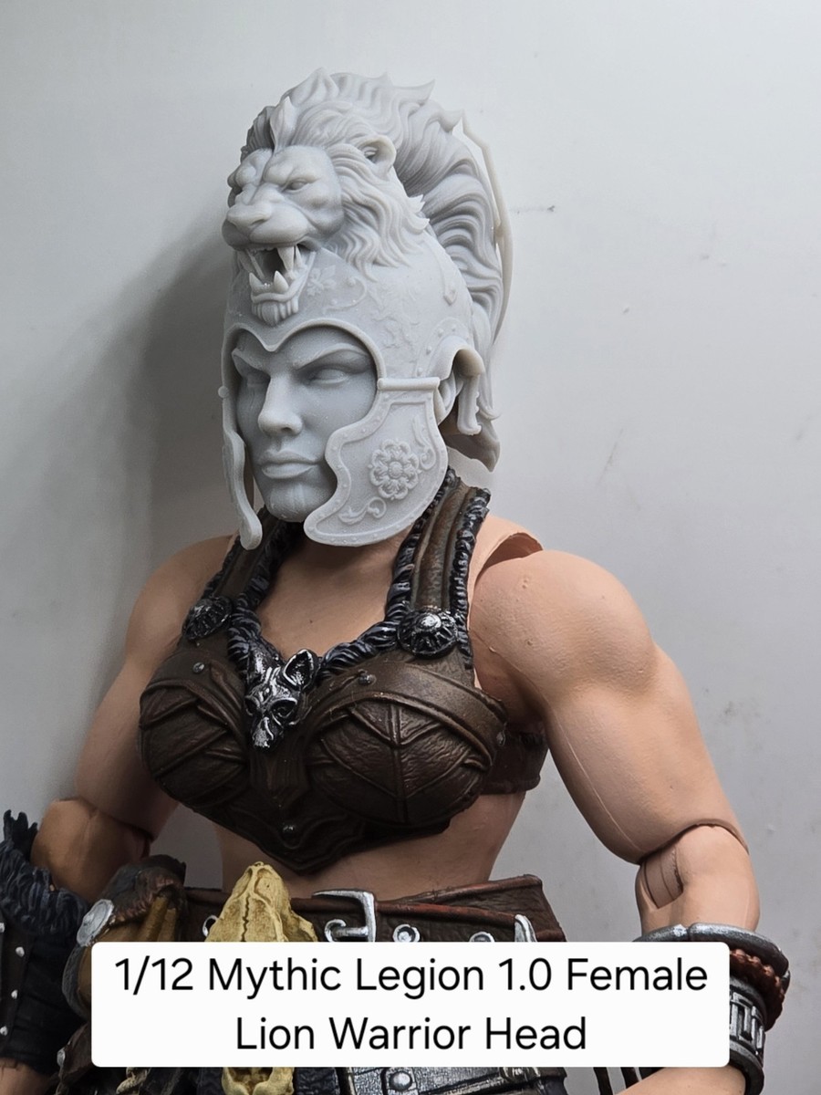 3d Printed FEMALE 1.0 Head 1/12 Mythic Legions - LION WARRIOR HEAD