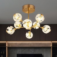 Deckenleuchte Deckenlampe Esszimmerlampe Glas Kristalle Led Goldfarben D 65 Cm