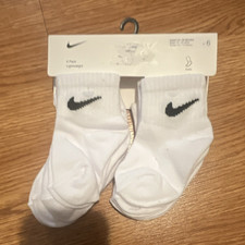 Nike Unisex Kids Ankle Socks White/Black Logo S 6-Pair Pack Solid