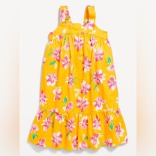  B5 Bright Yellow Floral Sleeveless Maxi Sun Dress for Girls Old Navy XL 14 16