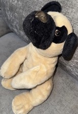 Russ Berrie PONCHO Pug Puppy Dog Plush 16 Inch Retired Beige Brown Realistic