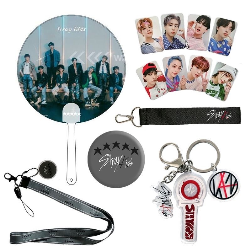 Stray Kids SKZ Fan Goods Set Photocard Fan Badge Phone Strap K-pop Concert Acces