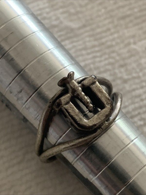 Vintage Hand Made Indiana University Sterling Ring Size 6.5 Ajustable