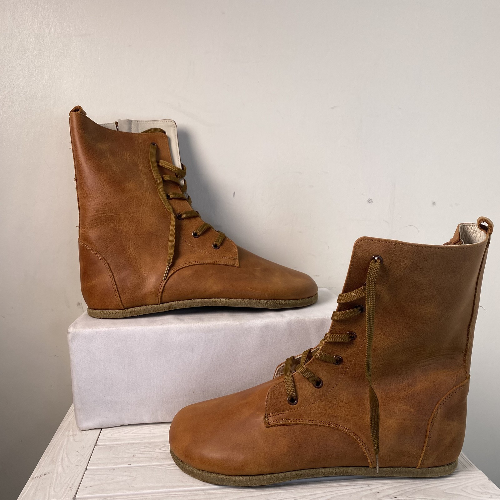 Earthing Harmony Womens Size EU 43 US 12-12.5 Barefoot Long Brown Leather Boots