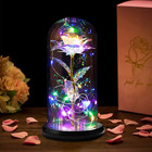 Glass Preserved Eternal Rose,Rose Flower in Glass Dome with LED String Lights Un