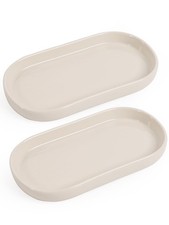 7" Ceramic Bathroom Vanity Tray Set- 2 Pcs Bathroom Organizer Countertop Tray...