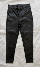 Shinestar Sz M Faux Leather Pants High Waisted Black Skinny Stretch Classic Fit
