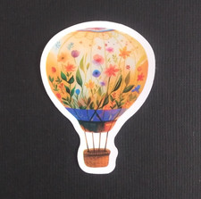 Beautiful Spring Floral Hot Air Balloon Sticker 2.25" x 1.75" AQ