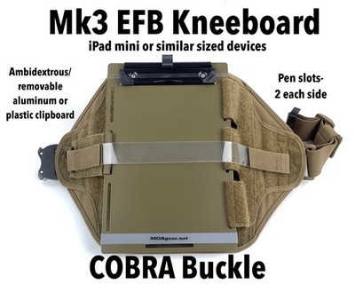 Mk3 Kneeboard iPad mini or similar sized tablet, COBRA Buckle leg strap