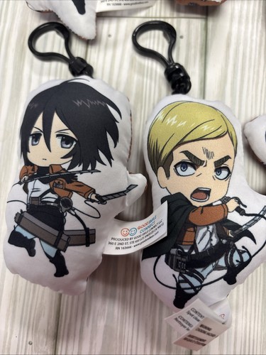 6 Mini Attack On Titan Plush Pillow Clips Good Smile Connect 4” Tall - Bild 2 von 7