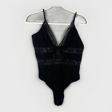 NWT Lulus Lace Mesh Bodysuit L Black Sheer
