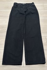 Vtg 90's Versace Jeans Couture Black Wide Leg Trousers Pants Mens 30x32 Cc11