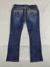 Miss Me Jeans Women's 28 Boot Cut Embellished Sequin Denim Rodeo Western Blue