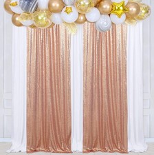Rose Gold Sequin Backdrop 2 Panels 2FTx8FT Glitter for Party Baby Shower