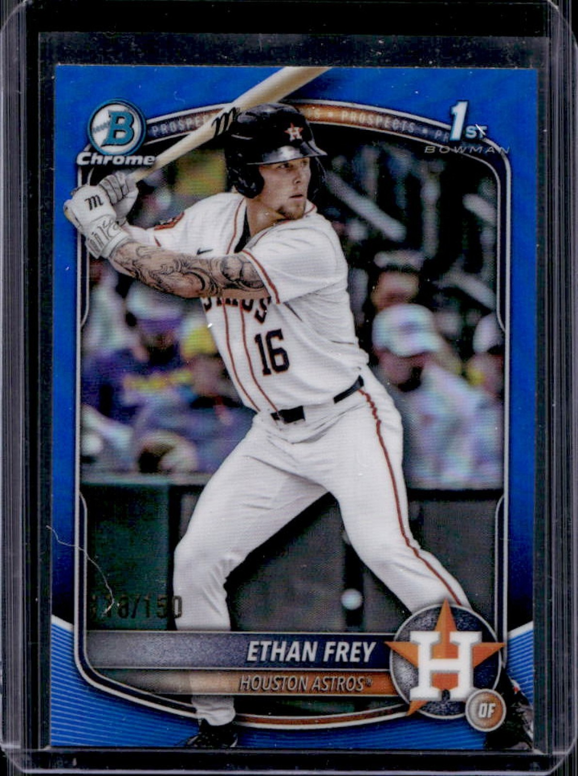 2025 Bowman Draft Ethan Frey Chrome Blue Refractor 1st Prospect #/150 Astros