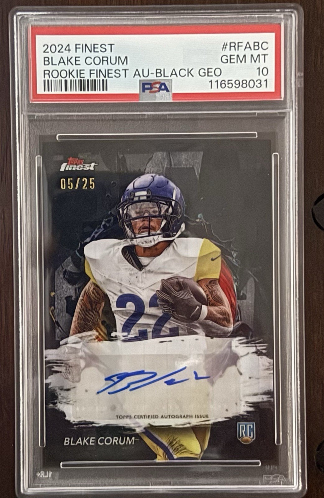 Blake Corum Topps Finest Rookie Finest Autographs #RFABC Black Geometric