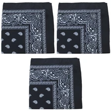 3 Pack Paisley Cotton Bandanas Classic Western Style Headwear
