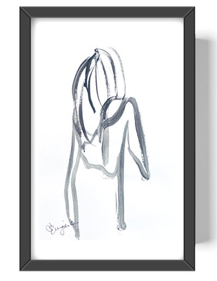Guajardo Art: Elegant Woman 9X6 Original Paper Signed Art Abstract