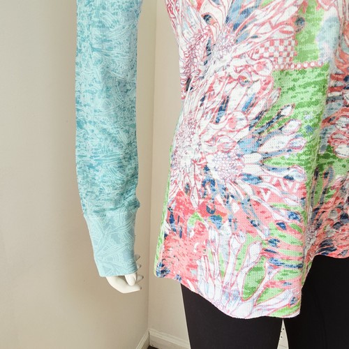 Whimsy Rose Top Womens Size L Thermal Floral Waffle Long Sleeve Boho Western - Picture 6 of 8