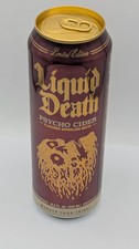 1 LIMITOWANA EDYCJA LIQUID DEATH Psycho Cydr Woda gazowana 19,2 uncji WYŚWIETLACZ CZASZKI