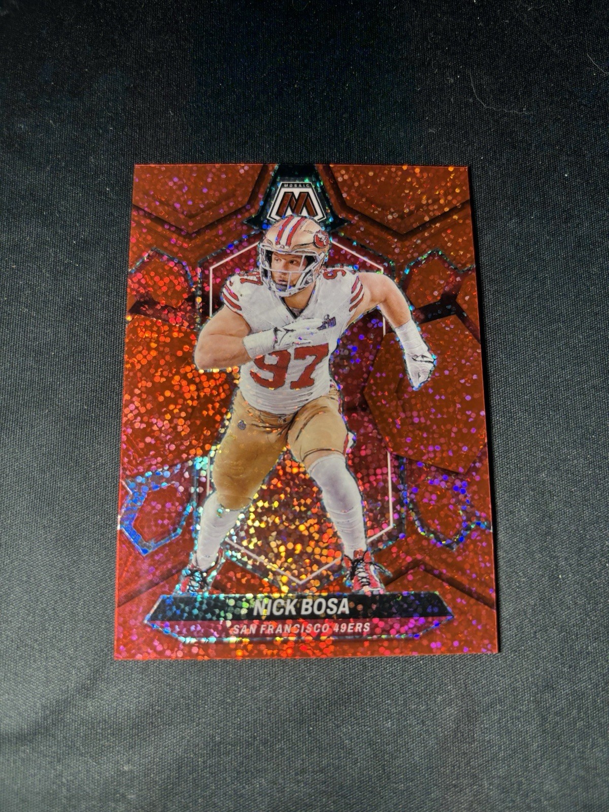 2024 Panini Mosaic Nick Bosa #195 Red Sparkle Prizm San Francisco 49ers