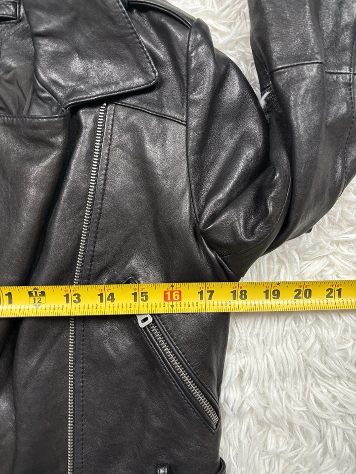 Chaqueta de motociclista recortada de cuero Napa negra Andrew Marc para mujer talla XL PROTO MUESTRA Foto 3 de 4