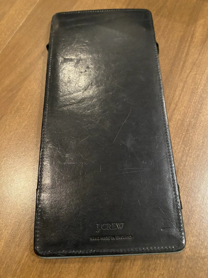 Cartera azul portafolio J.Crew vintage - elástica reversible - hecha a mano en Inglaterra Foto 3 de 4