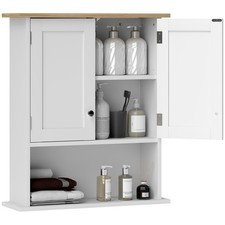 Modern Bathroom Wall Cabinet with 2 Doors, Adjustable Shelf, White