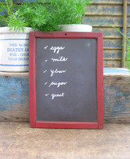 Early Antique School Slate Chalkboard Mortise & Pin Wood Frame New Red Milk Pt