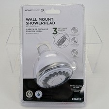 Home Pointe 228623 Shower Head,Fixed Mount, 3 Settings, White Plastic NEW