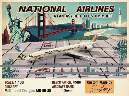 JC Wings 1:400 National Airlines MD-90-30 N4616 Doris Custom Diecast Model