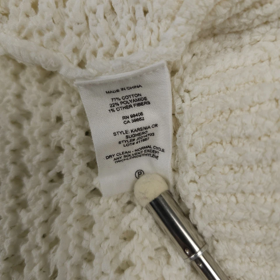 Suéter Theory Mujer Pequeño Crema Karenia Sughero Tejido Abierto Slouchy Pullover Foto 4 de 4