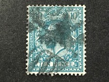 GB 1913 SG394 KING GEORGE V 10D TEN PENCE TURQUOISE BLUE ROYAL CYPHER WMK KGV