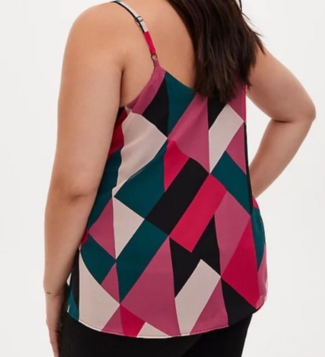 Cami in chiffon nuovo con etichette TORRID Sophie GEO PRINT taglia 1.. WOW!!! - Foto 3 di 4
