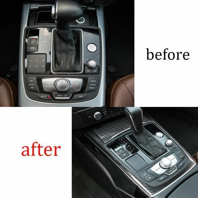 Consola central de fibra de carbono para Audi A6 A7 S6 S7 2012-18 engranaje fibra de carbono acero Foto 4 de 4