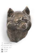 Chihuahua dai capelli lunghi - statua del cane per appendere al muro, Art Dog IT