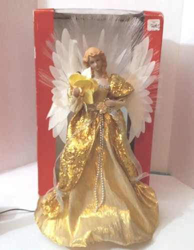Kurt S Adler 18" Fiber Optic Gold Angel Christmas Tree Topper Tabletop Decor - Picture 2 of 18