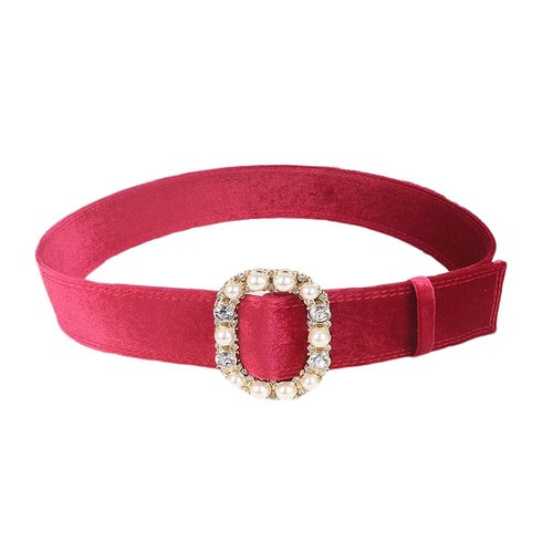 2" Wide Women Velvet Waist Belt Rhinestone Beaded Buckle Waistband Cinch Retro - Picture 17 of 20