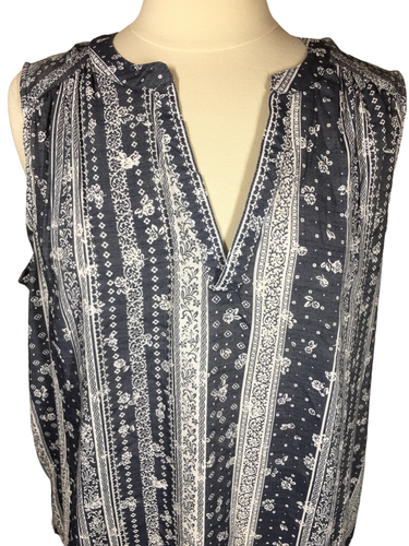 Como Blu Woman's 1X Print Sleeveless Tank Top Blouse V Neck  F89 - Picture 2 of 8