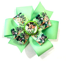Beautiful St. Patrick's Day Mickey and Minnie inspired hair bow for girls.